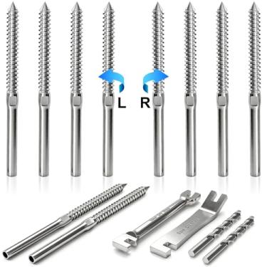 Imagem de Steel DN Mate Parafusos de aço inoxidável T316 com rosca para destros e canhotos para calço de madeira de 1/8 polegada, ferragem de trilho de deck, kit de balaústre de madeira faça-você-mesmo, 50 pares de 100 pacotes