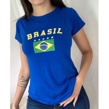Imagem de Camiseta feminina Brasil Azul - Emperequetada