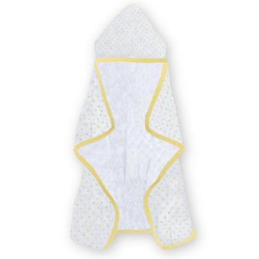 Imagem de Toalha Infantil Banho Bebe Capuz Unissex Branca Estampada 100 Algodao 