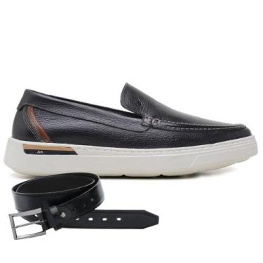 Imagem de Sapato Jota Pe Casual Preto Em Couro Air Sonic + Cinto 89450, 37