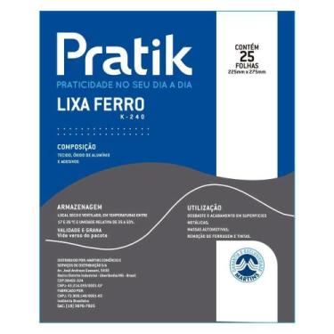 Imagem de Lixa Ferro Pratik G220 225x275mm - Embalagem com 25 Unidades