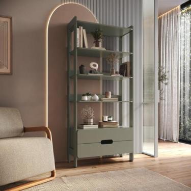 Imagem de Estante de Livros 100% MDF 81CMX183CM 2 Gavetas e 4 Prateleiras Elvis 