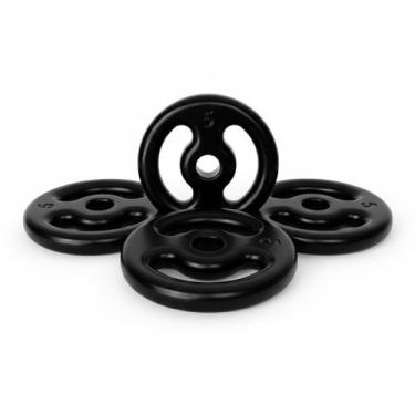 Imagem de Kit 4 anilhas 5kg emborrachadas musculação academia treino funcional f