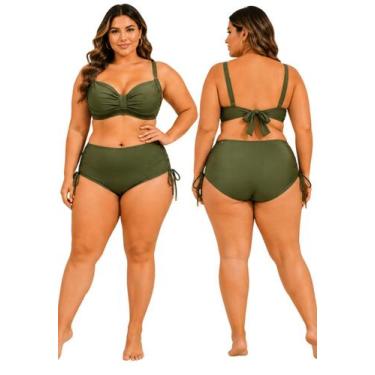 Imagem de Biquíni Feminino Plus Size Cintura Alta com Top Estruturado sem Bojo e