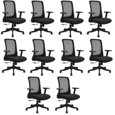 Imagem de Kit 10 Cadeiras para Escritório Diretor Office NR17 Boston Preto Rivat