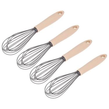 Imagem de Kit Quatro Batedor Manual Fio Silicone C/ Cabo Em Pp Bicolor Cinza e C