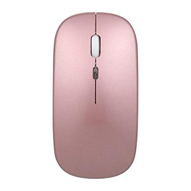 Imagem de Mouse sem fio ergonômico fino 2.4G BT 5.0 sem ruído 3 Níveis de DPI ajustáveis Mouse recarregável para laptop, computador, ouro rosa