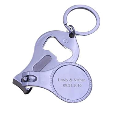 Imagem de Pacote com 10 chaveiros personalizados 4 em 1 cortador de unhas/abridor de garrafa de unha gravados pela OnePlace Gifts