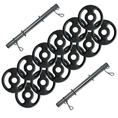 Imagem de Laizen Kit Halteres e Barras Fitness - 18 Peças - Aço de liga Cromado ou Fosfato preto - Conjuntos de Halteres e Barras de Academia