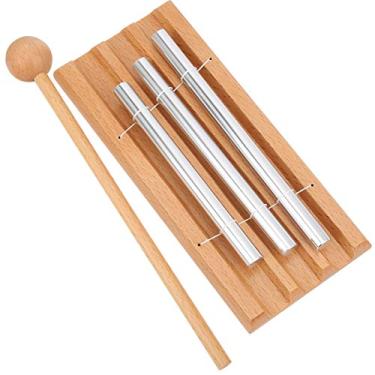 Imagem de Sinos de instrumento educativo de percussão de xilofone infantil de 3 com martelo interessante ferramenta educacional pré-escolar tom claro mais fácil de jogar para