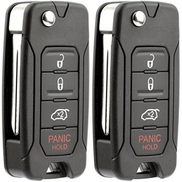 Imagem de KeylessOption – Controle remoto para entrada sem chave, chave flip para carro sem corte, chip de reposição (pacote com 2)