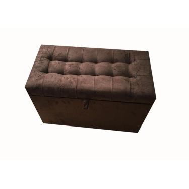 Imagem de Puff Baú Retangular Para Sala, Quarto C/ Pistão Á Gás - Marrom