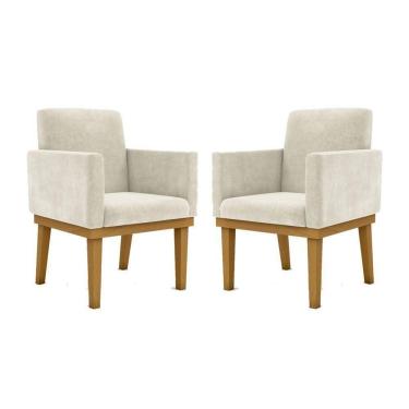 Imagem de Kit 02 Cadeiras C/Base Mesa/Estudos Poltrona bege