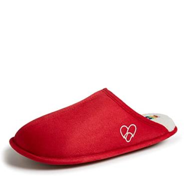 Imagem de Dearfoams Unissex-Adulto Comemora Orgulho Scuff com Pantufa de Tamanho Inclusivo, Vermelho, 15-16 Women/13-14 Men