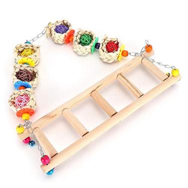 Imagem de HEEPDD Balanço, brinquedo de madeira para animais de estimação, acessórios de brinquedo de balanço para periquitos, calopsitas, conures e pássaros do amor