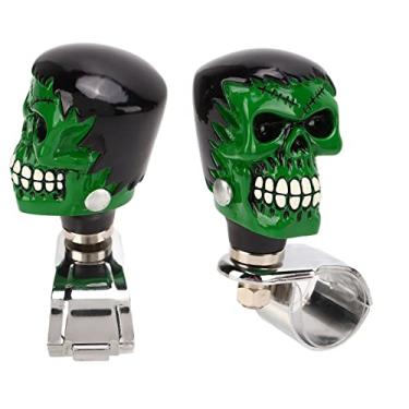 Imagem de Manípulo de volante de crânio manípulo de potência de carro manípulo de suicídio universal para caminhões tratores barcos Cabelo Preto Rosto Verde