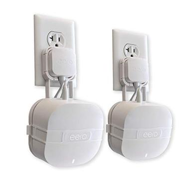 Imagem de O Eero Genie para eero 6, 6+ e Mesh Wi-Fi: Suporte de tomada de parede | Perfil mais baixo | Acesso aberto | Várias opções de instalação | Tomadas horizontais | Vencedor do design! (Pacote com 2)