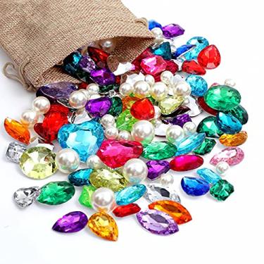 Imagem de DEODARI 115 peças de joias de tesouro falsas com pérolas em saco de saco infantil pirata lembrancinhas de festa