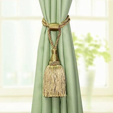 Imagem de 1 peça cortinas tieback cortinas fivela corda acessórios para quarto bola pendurada borlas cortinas de franjas cortina decorativa, ouro
