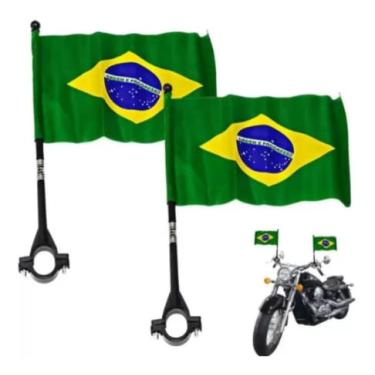 Imagem de Par Bandeirinha Brasil Oficial Moto Bike Poliéster - Tamanho Universal Ajustável