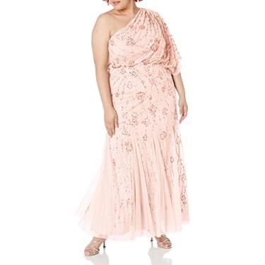 Imagem de Adrianna Papell Vestido feminino com contas de um ombro só, Blush, 58