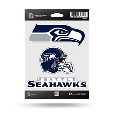 Imagem de Rico Industries Folha de adesivos NFL Die Cut 3 peças Triple Spirit, Seattle Seahawks, 12,7 x 17,7 cm