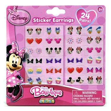 Imagem de Disney Brincos de adesivos para meninas da Minnie Mouse, 24 pares