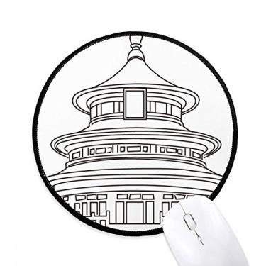 Imagem de China Architecture Temple of Heaven Pattern Mouse Pad Desktop Office Tapete redondo para computador