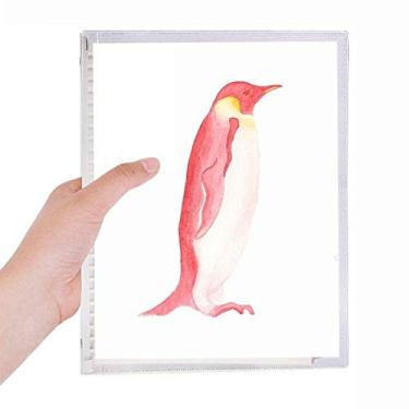 Imagem de Caderno IUCN com animais ameaçados de extinção pinguim imperador vermelho, folha solta, diário recarregável, papelaria