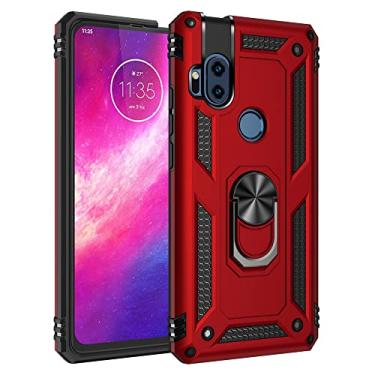 Imagem de Caso de capa de telefone de proteção Para Motorola Moto One Hyper Case Mobile Phone com suporte de suporte magnético, proteção à prova de choque pesada para Motorola Moto One Hyper (Color : Rojo)