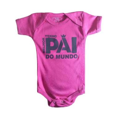 Imagem de Body Pai Pink P/ Bebê Menina Mêsversário Bori Algodão Papai - Lol Kids