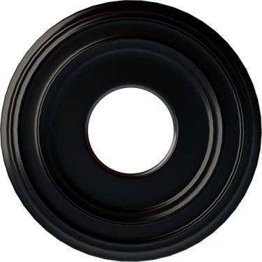Imagem de Ekena Millwork CM12CLACS 12 3/8" OD x 4" ID x 1 1/8" P Classic (serve para toldos até 7 1/4") Medalhão de teto pintado à mão, cobre antigo, 12 3/8"OD x 4"ID x 1 1/8"P (Fits Canopies up to 7 1/4"), Hand-Painted Jet Black