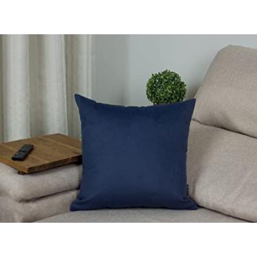 Imagem de Capa de Almofada Cor Lisa Suede Zíper Invisível 45x45cm (Azul Marinho - 45 x 45 cm)
