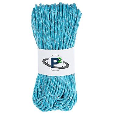 Imagem de Paraquedas fluorescentes reflexivas de 2,4 kg 1,8 mm Paracord em comprimentos de 25", 25", 50", 100", 250", 1000" – Ideal para acampamento, caminhada, corda de barraca, linha de comando, Neon Turquoise, 250 Feet