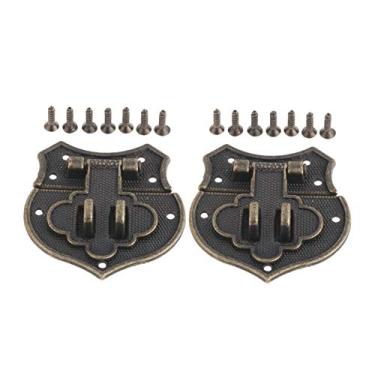 Imagem de 1 pc / 2pcs Bronze/Caixa de Ouro Hasp Lock Catch Catches para Jewelry Box SuitCase Fivela Fecho Antique Cadeado Móveis Hardware 38 * 38mm YYDFPIIA (Color : 2pcs Bronze)