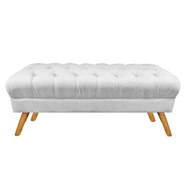 Imagem de Puff Decorativo Retrô Paris Capitonê 1 Metro Pé Palito Suede Branco - LM DECOR