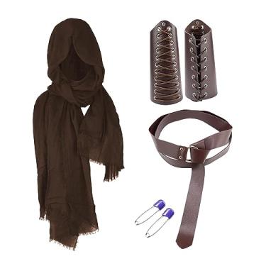 Imagem de Deevoka Fantasia de Cavaleiro Medieval Cosplay Props Role Play Manto Cavaleiro Medieval Xaile Cavaleiro Cinto para Cosplay Photo Props Halloween Masquerade, MARROM