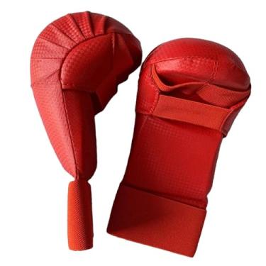 Imagem de Fancyes Luvas de mma luvas de karatê confortável resistente ao desgaste envoltórios de pulso luvas de kickboxing luvas de boxe para sparring karate muay thai, vermelho eu