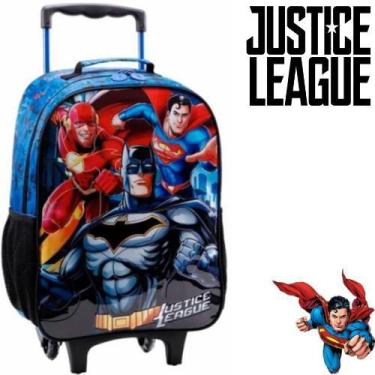 Imagem de Mochila Escolar Com Rodinhas Liga Da Justiça Batman Flash E Superman X