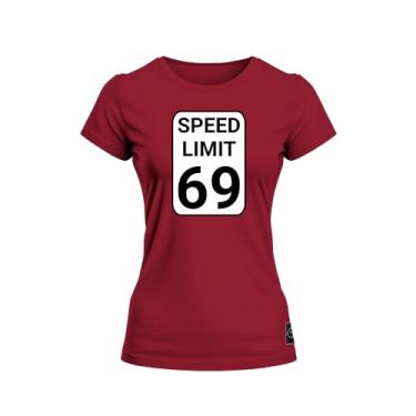 Imagem de Baby Look T-Shirt Algodão Premium Estampada Speed Limited Bordo P
