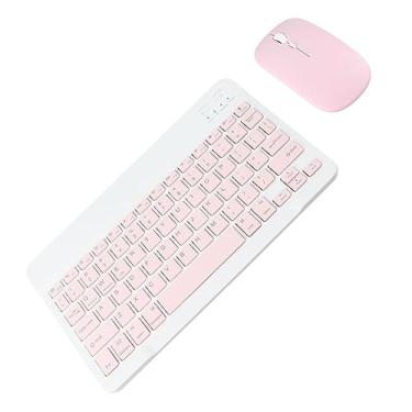 Imagem de TOPINCN Combo de teclado e mouse, teclado e mouse, portátil de 25 cm, à prova d'água para desktop e laptop (rosa)