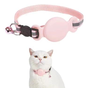 Imagem de Coleira impermeável para gatos AirTag, coleira Airtag para gatos com design refletivo e ajustável, coleira leve para Apple AirTag, suporte oculto para rastreador GPS para gatos e gatinhos, rosa