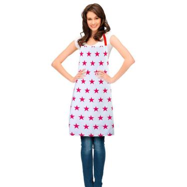 Imagem de Avental de Cozinha Vizapi 70X80Cm Estrelas Branco Vermelho