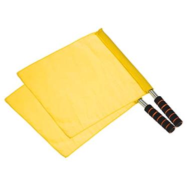 Imagem de PATIKIL Bandeira de árbitro, pacote com 2 alças de esponja de poste de aço inoxidável para futebol futebol pista e campo esportes linesman comando sinal manual, amarelo