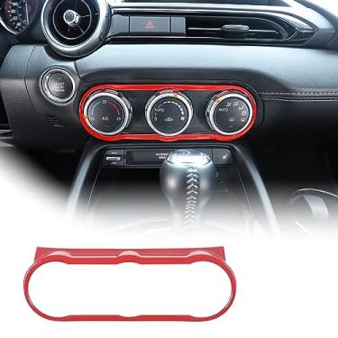 Imagem de JONKOKO Moldura de botão de modo de volume de controle central de carro ABS para Mazda MX-5 ND 2015-2023 acessórios interiores de acabamento de painel de ar condicionado (vermelho)