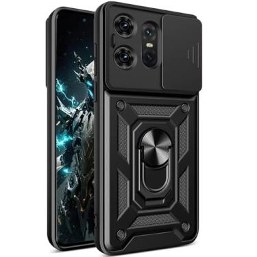 Imagem de Capa CSmall para Motorola Edge 50 Pro (não Edge 50) com capa de lente de câmera deslizante, capa de proteção à prova de choque de grau militar com suporte de anel giratório para Moto Edge 50 Pro SJ