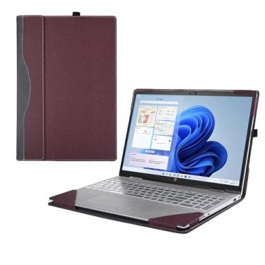 Imagem de RUNMEIJIA Capa para Lenovo V15 G4 G3 G2 capa para laptop, manga 2 em 1 removível, capa de couro PU (vinho vermelho)