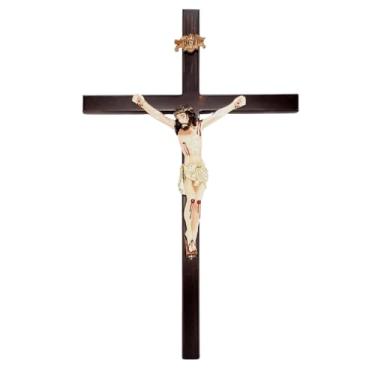 Imagem de Crucifixo de Parede Madeira Slim com Cristo em Resina 40 cm