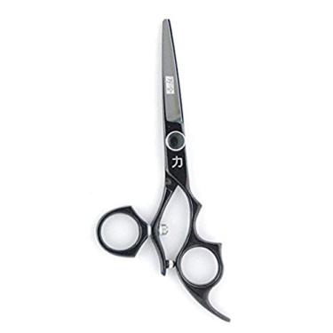Imagem de Tesoura giratória profissional para salão de beleza/barbeiro, titânio preto, 15 cm, 65 g