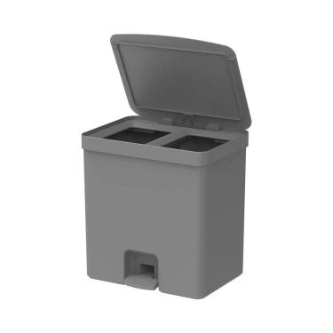 Imagem de Lixeira com Pedal Trium 30 L com Duplo Compartimento Cinza Ou